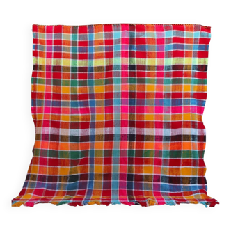 Couverture Haïk Berbère à carreaux multicolore