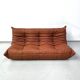 Togo sofa in thick cognac cowhide by Michel Ducaroy for Ligne Roset.