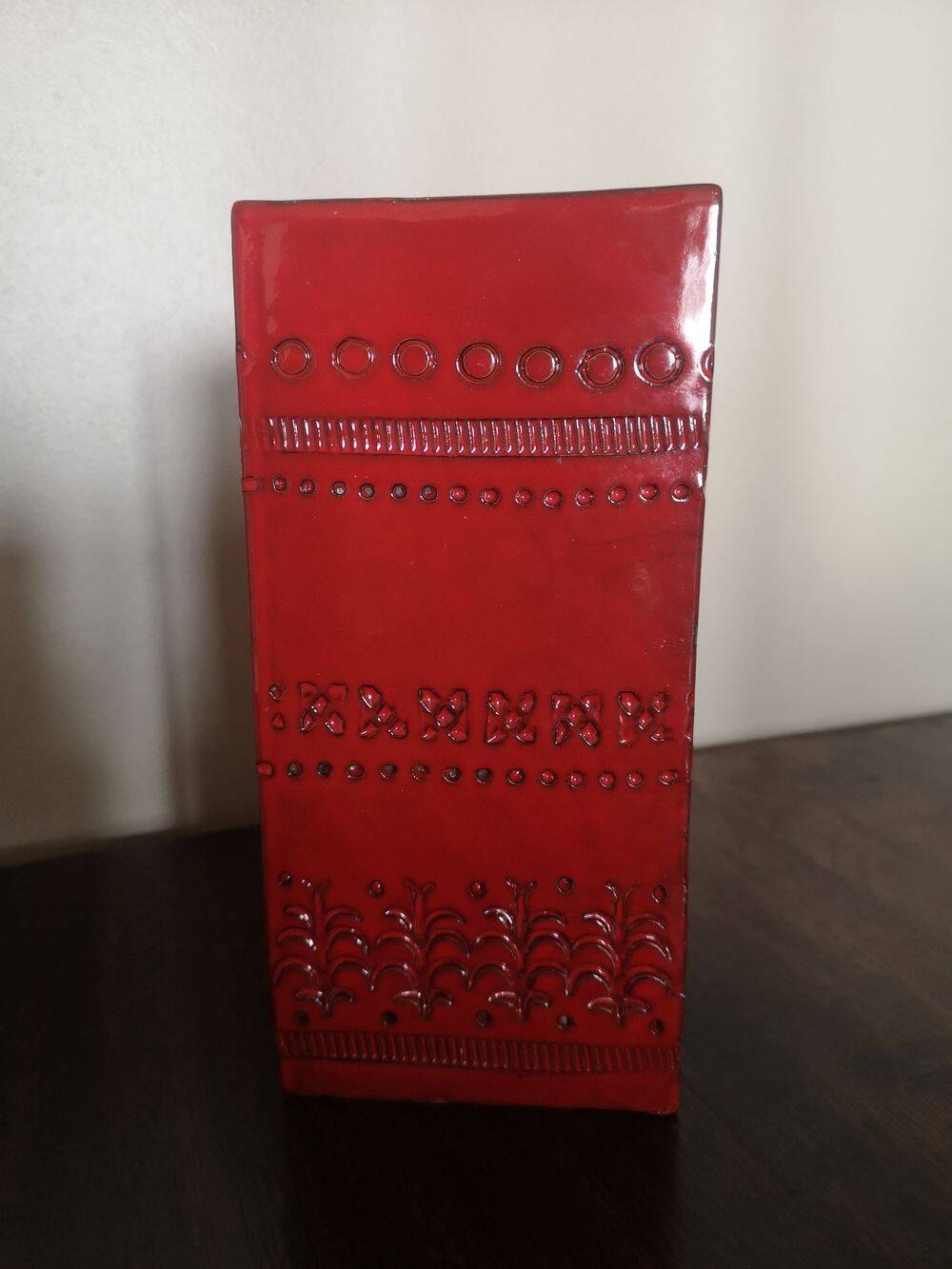 Red glazed ceramic vase - Aldo Londi for Bitossi - 1960s