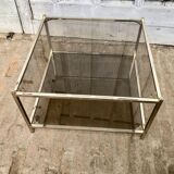 Square brass coffee table and smoked glasses