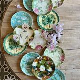 Set of 12 antique slip plates
