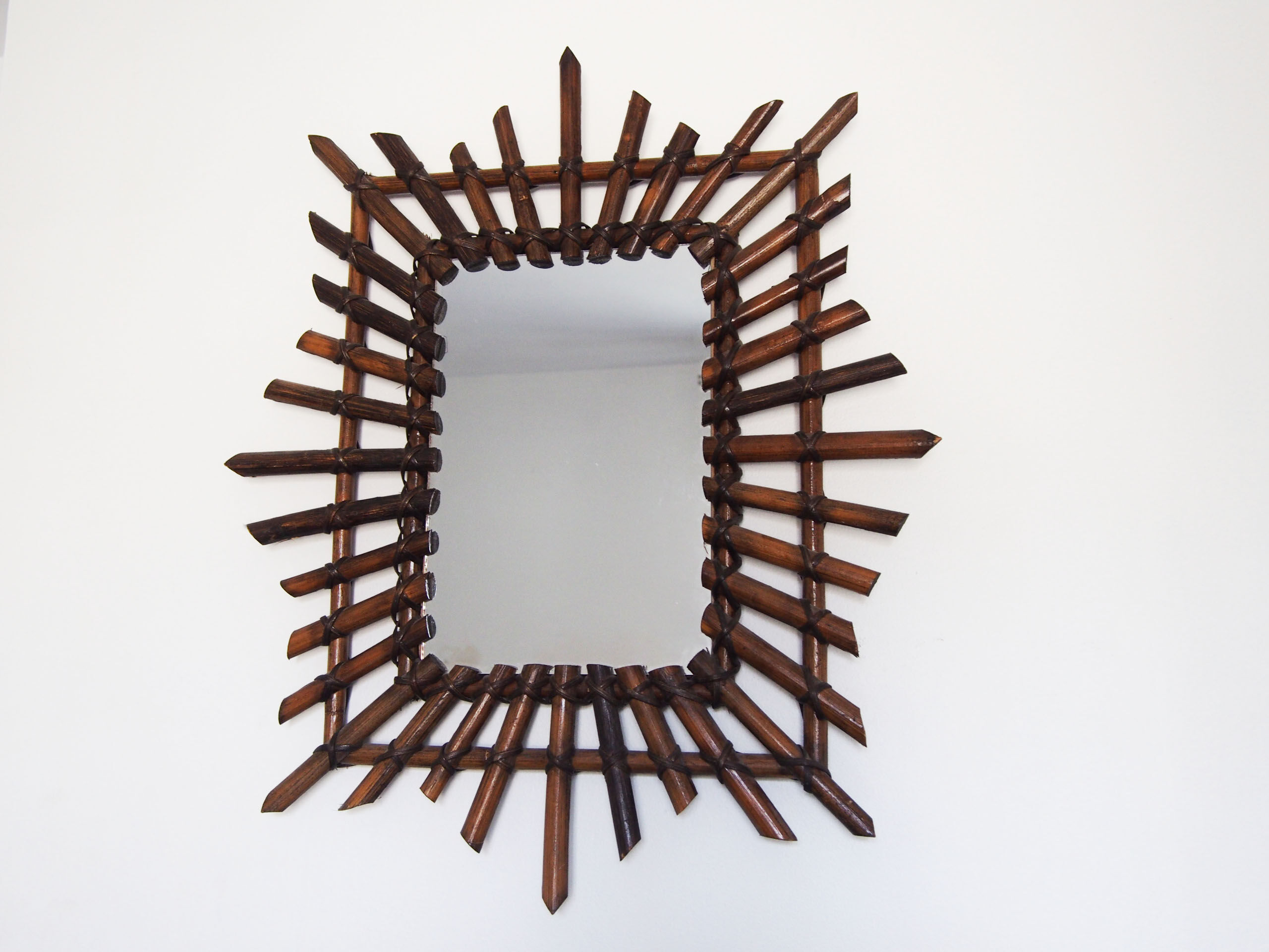 Miroir rectangle en rotin 53 x 63 cm