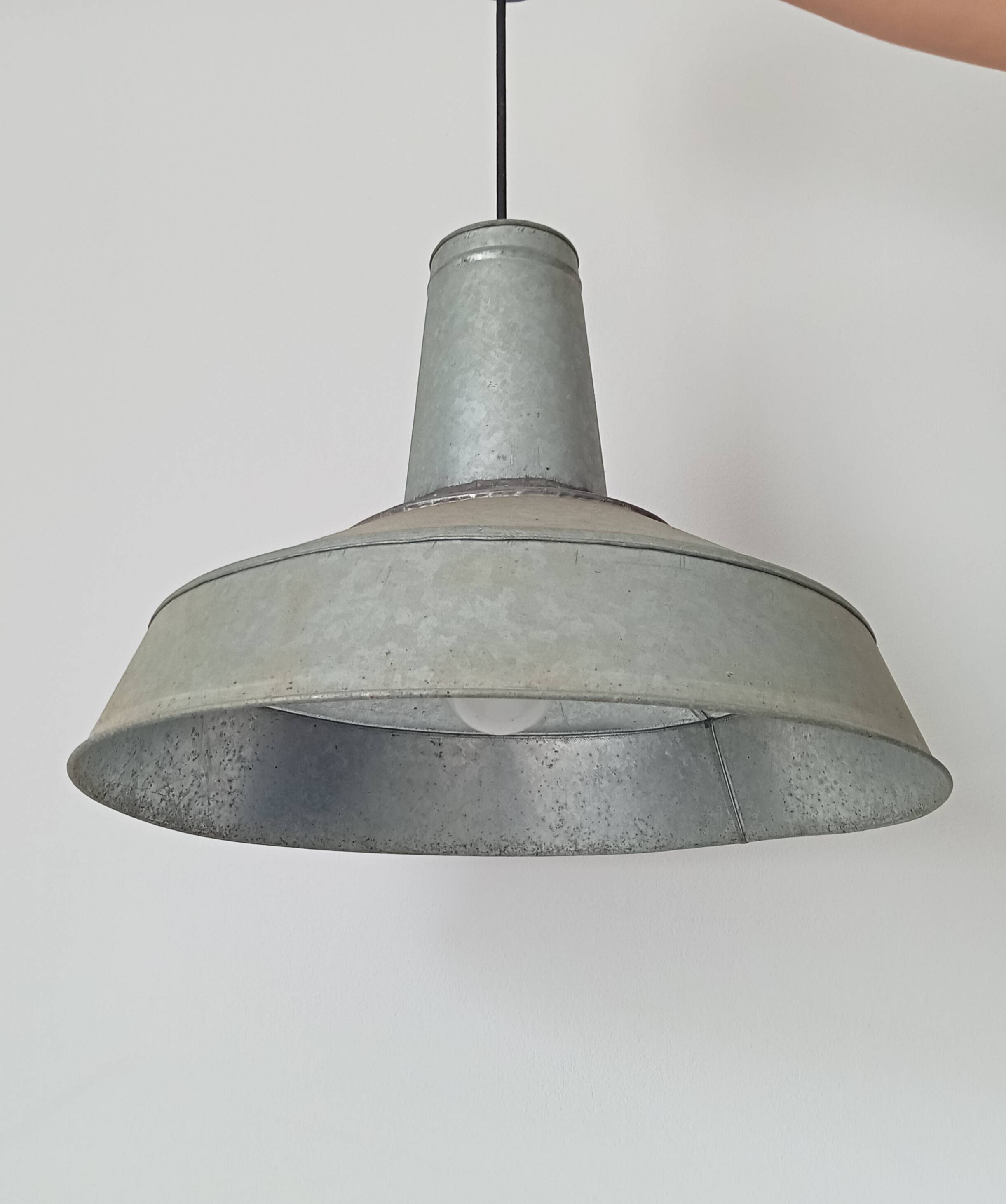 Old zinc garage pendant light