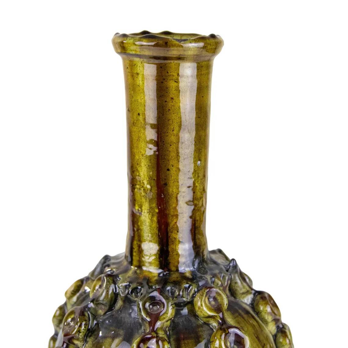 Authentic Tamegroute Pottery Vase – Moroccan Crafts Green Glazed 50cm