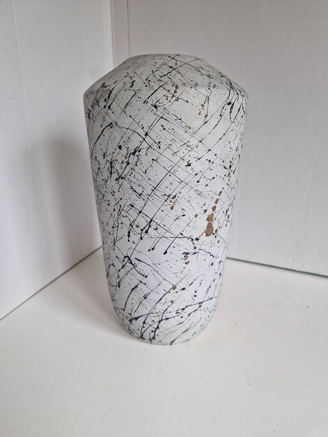 Painted Terracotta Vase with Graphic Pattern