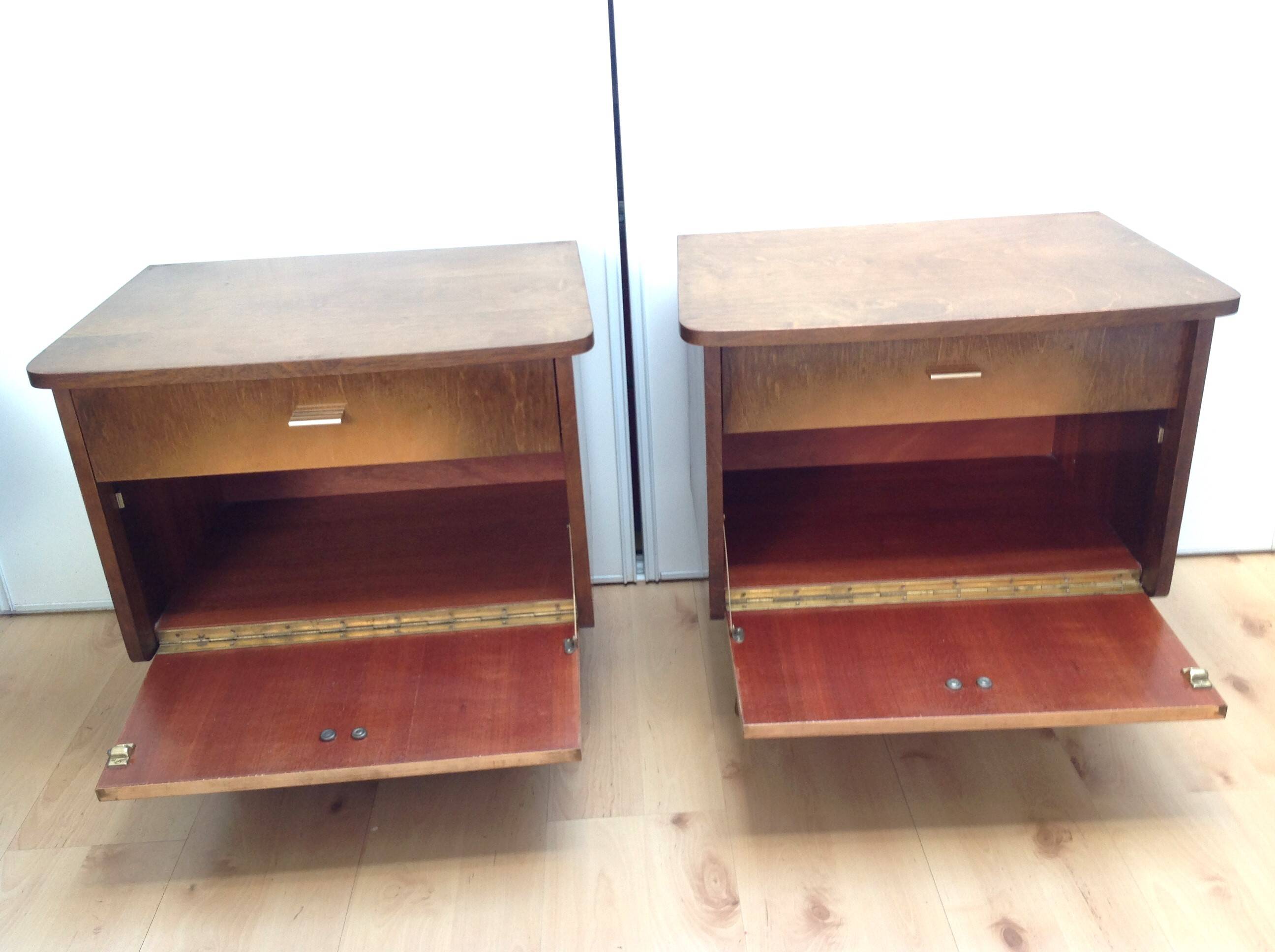 Pair of bedside tables with compass feet / vintage 50s-60s