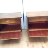 Pair of bedside tables with compass feet / vintage 50s-60s