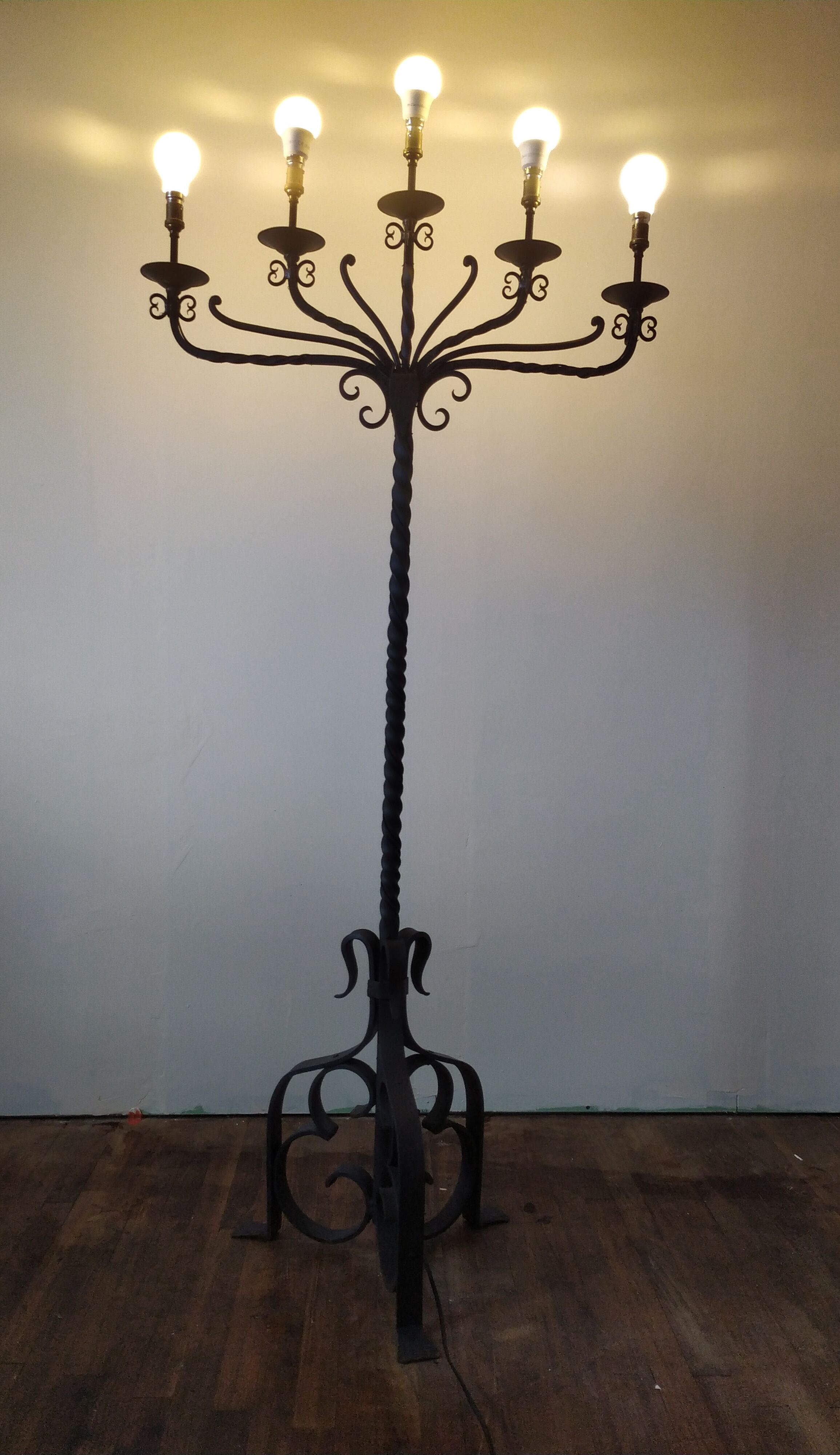 Chandelier 5 electrified high-time wrought iron lights