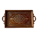 19th century wooden and brass tray