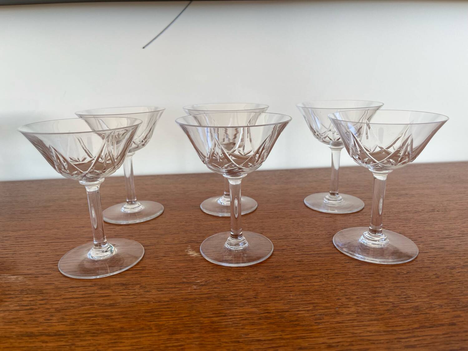 6 Crystal Champagne Coupes Saint-Louis Model Lasalle