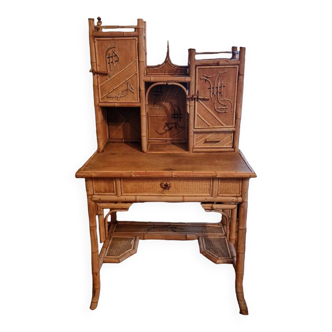 Old bamboo rattan dressing table