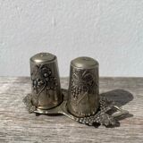 Silver-plated metal vine-shaped salt and pepper shakers