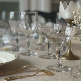 3 glass and brass candle holders