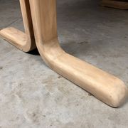Oval extendable dining table in beech with Danish design.