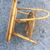 Round coffee table, double rattan trays