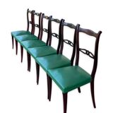 Ensemble italien de six chaises vintage noires et vertes 1960