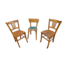 Set of three Baumann wooden bar bistro chairs