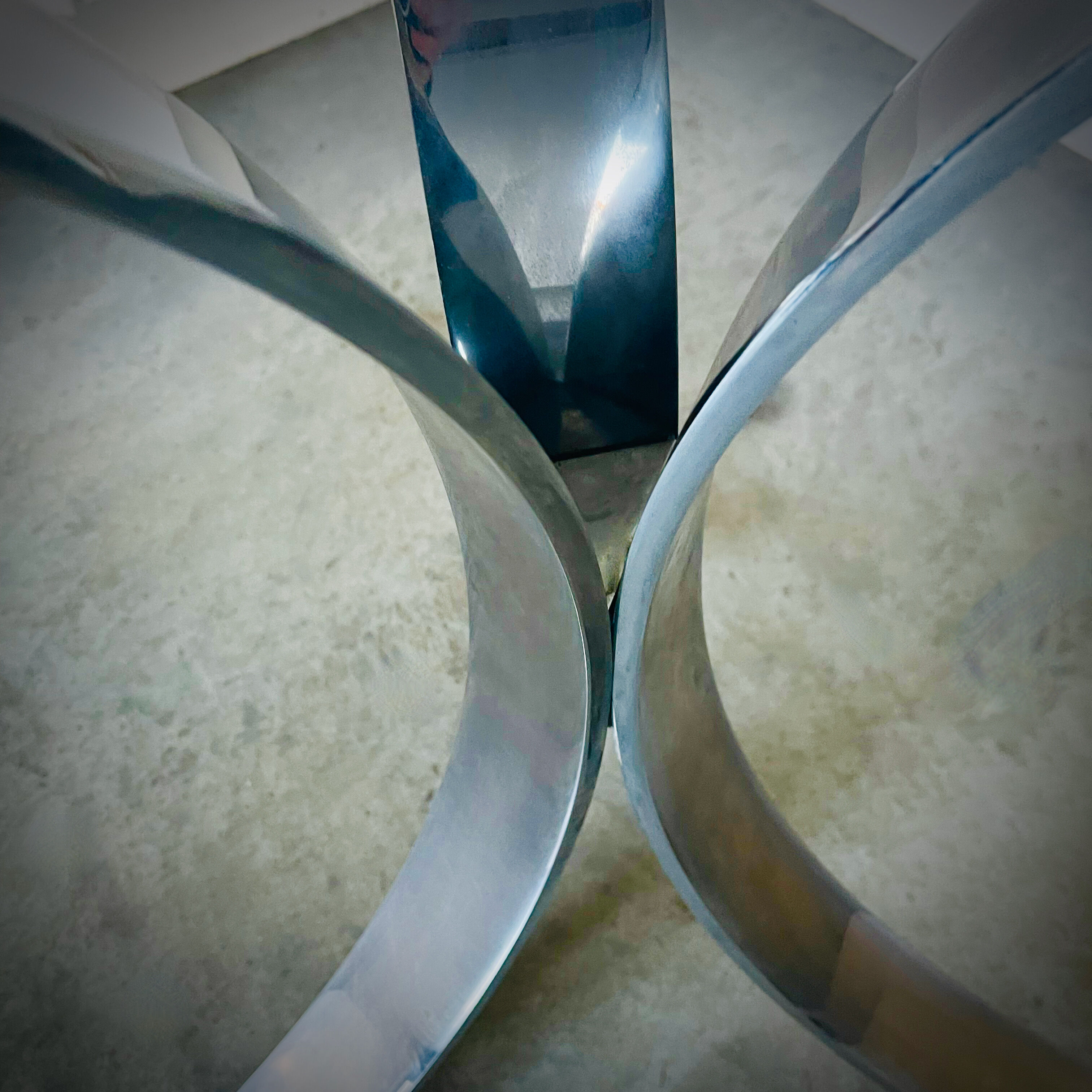 Dining table glass and chrome vintage 1970s