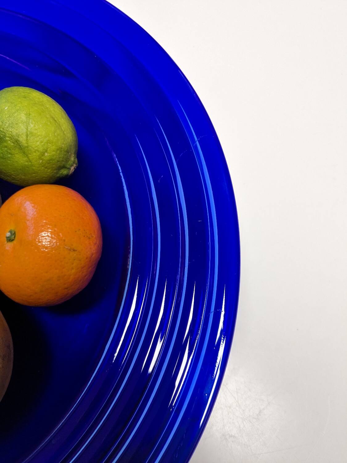 Large blue glass fruit dish or bowl