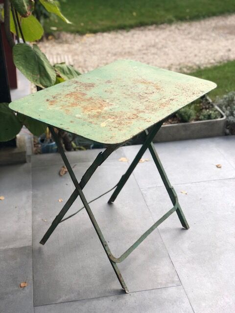 Garden table in green iron early twentieth