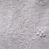Highly embroidered table service, tablecloth 210 x 170 cm, 12 towels, canvas of yarn