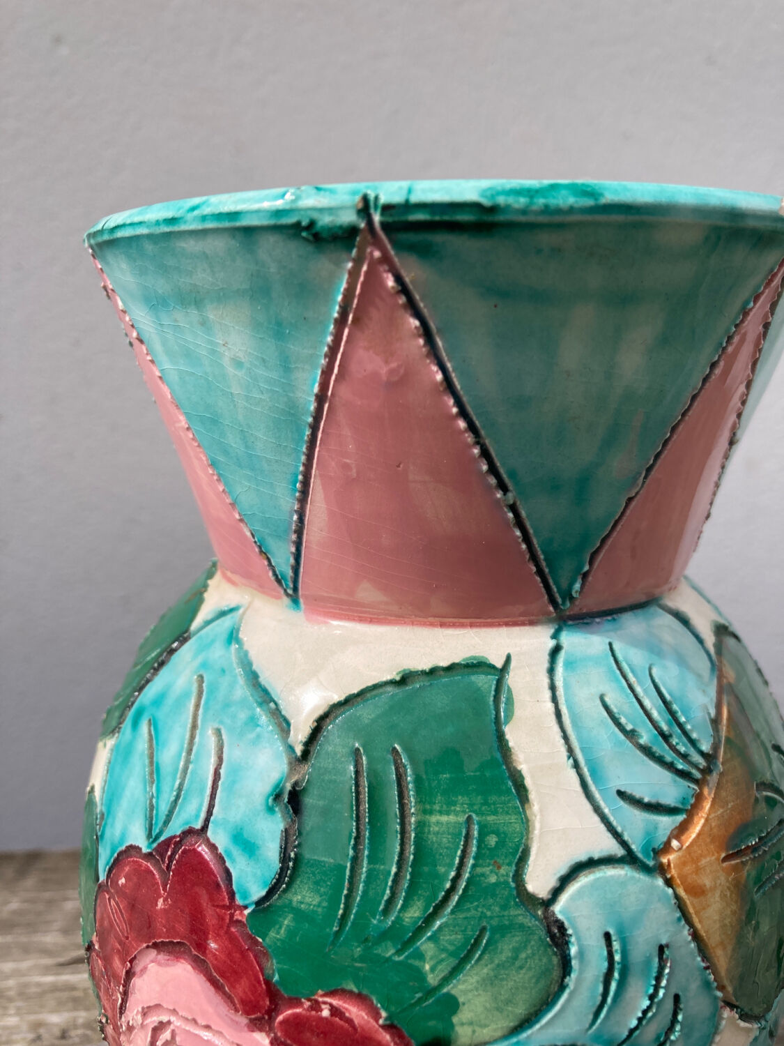 Monaco style ceramic flower vase 1950