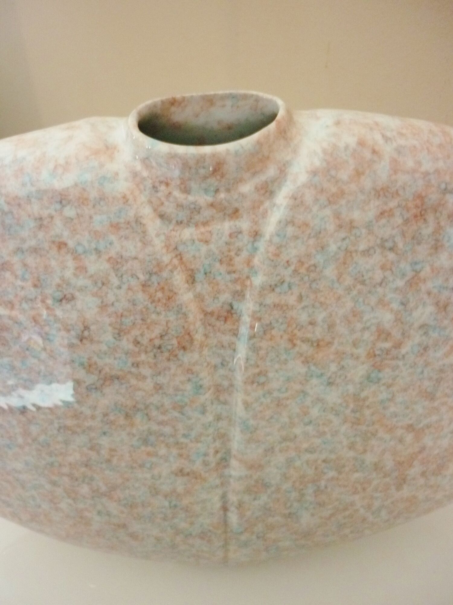 Vintage glazed ceramic lentil vase, 70s design, signed Virebent