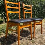 Pair of vintage solid beech chairs from the 60s and 70s