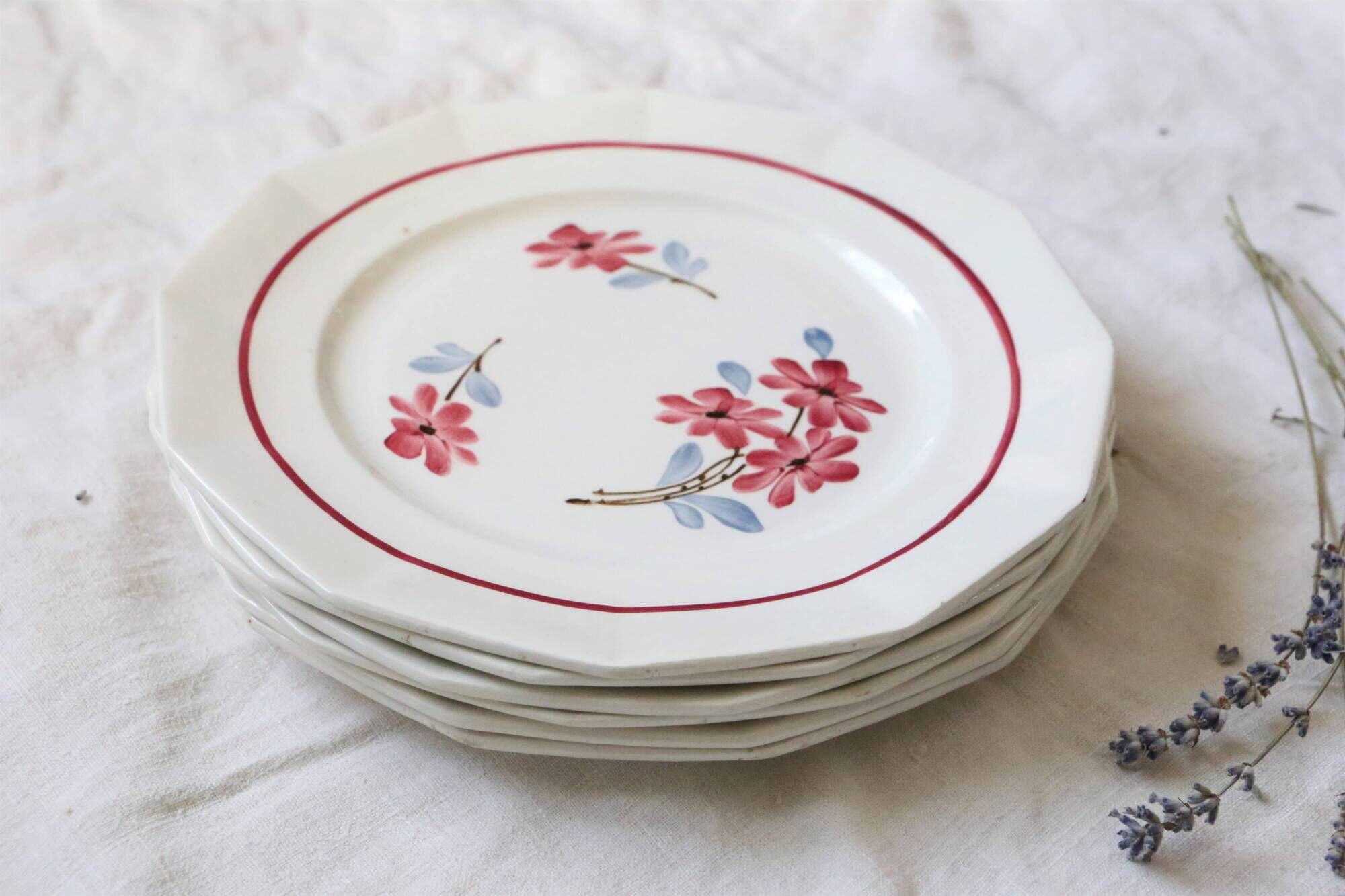 Dinner plates x6, Ceranord, Semi French Porcelain from the late 1950s