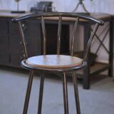 Industrial stool with oak seat, 1960s