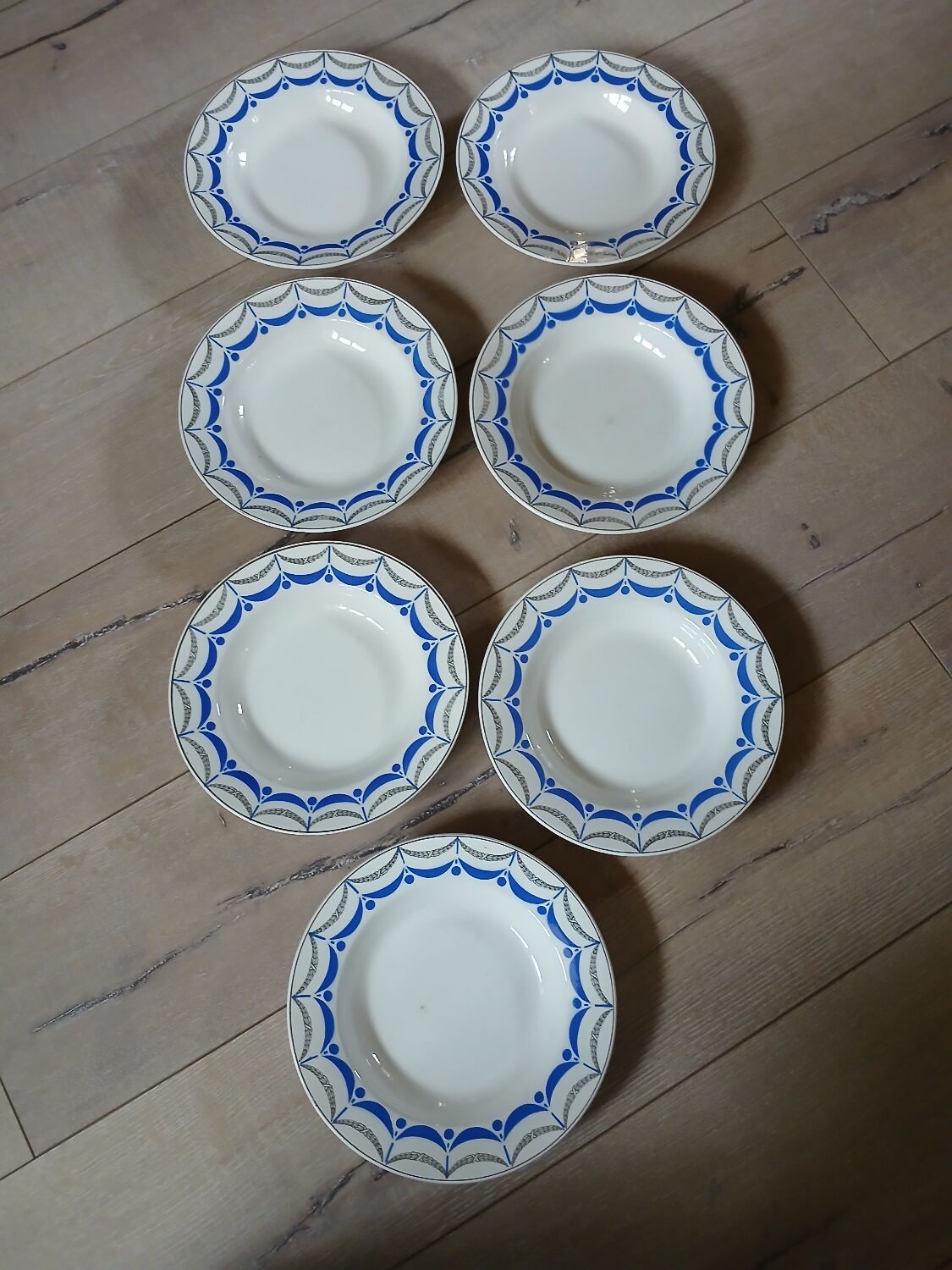 6 antique soup plates from Digoin and Sarreguemines