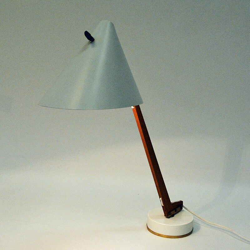White metal and teak table lamp B54, Hans Agne Jakobsson 1950s Sweden