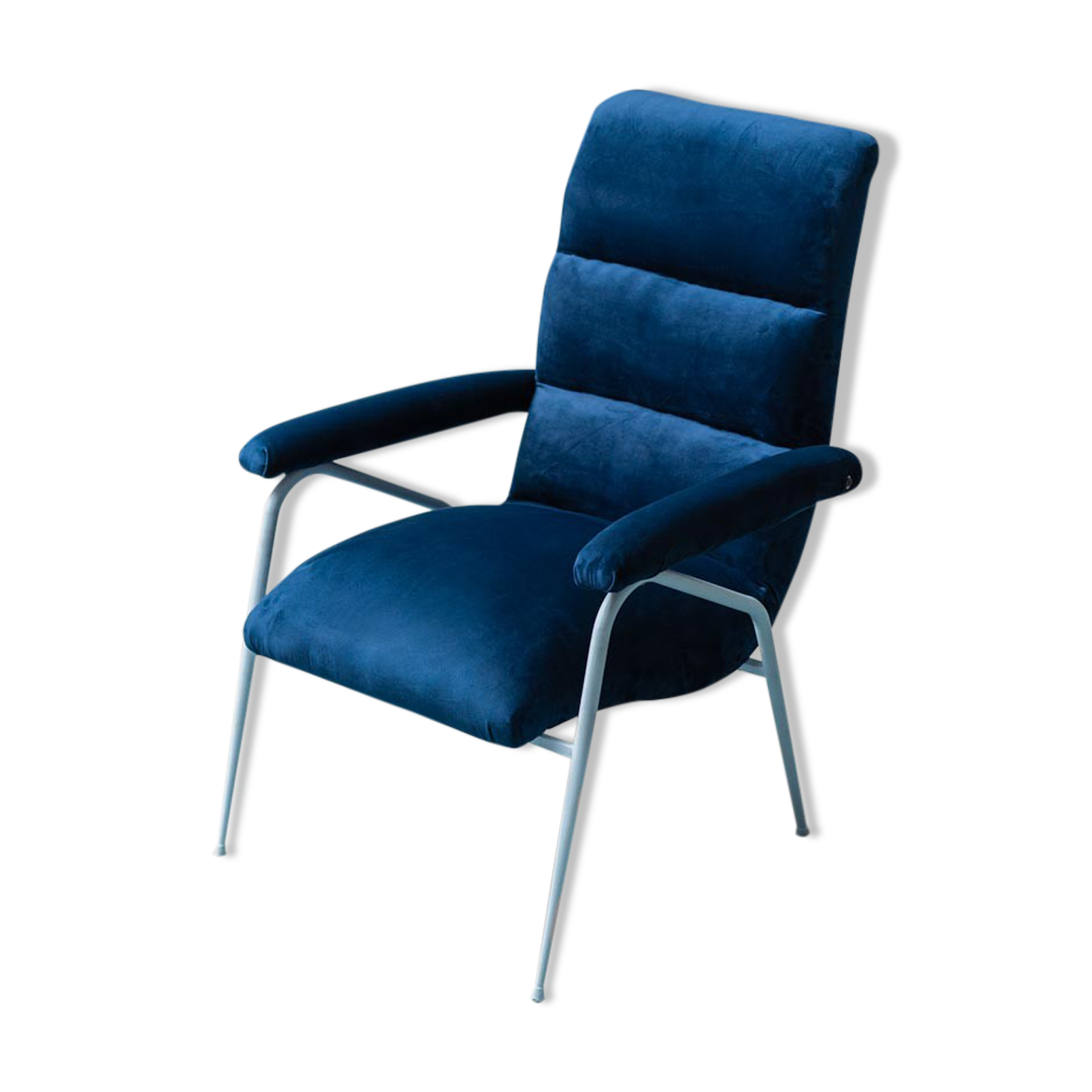 Armchair velvet blue metal light blue 60s vintage