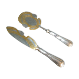 Duo de pelle and knife cake silver and gold metal circa 1950