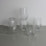Set of 6 glass glasses leaf pattern