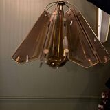 Smoked glass and metal chandelier