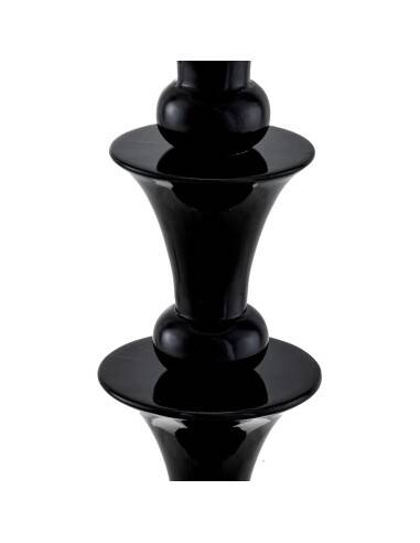 Pair of black piano lacquered table lamps with black granite base.