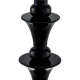 Pair of black piano lacquered table lamps with black granite base.