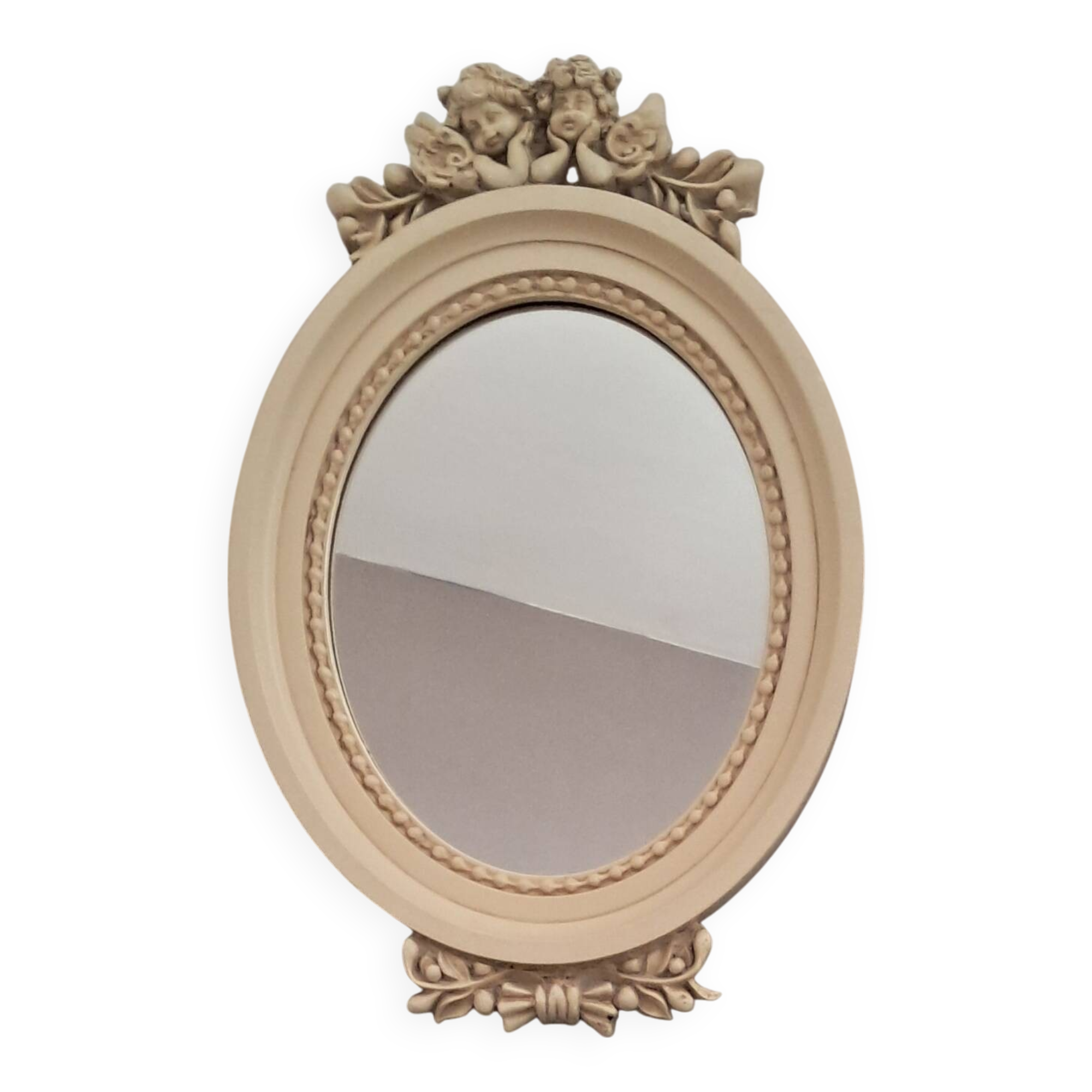 Miroir en bakélite beige