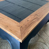 Black Opium and wood coffee table