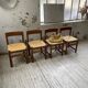 Set of 4 elm straw chairs from the 50s