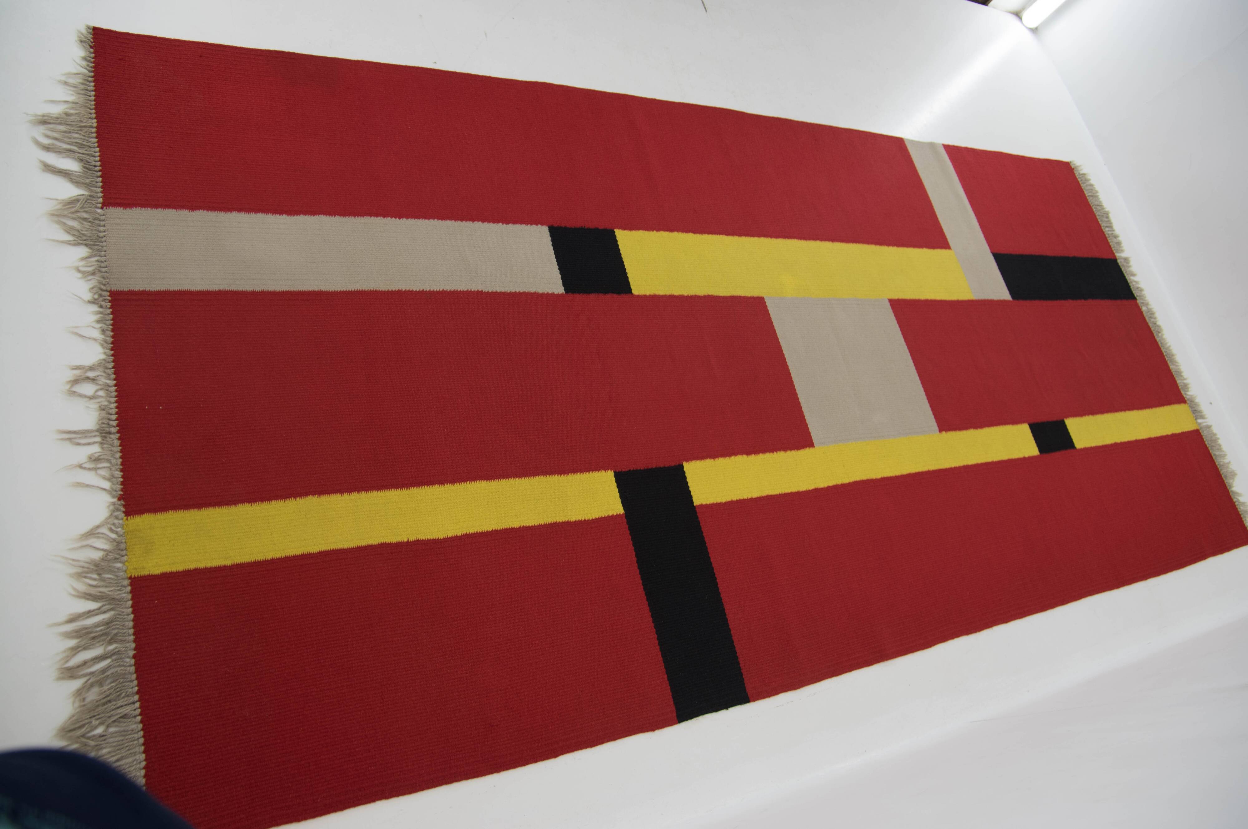 Rare Bauhaus Geometric Carpet, 1940s
