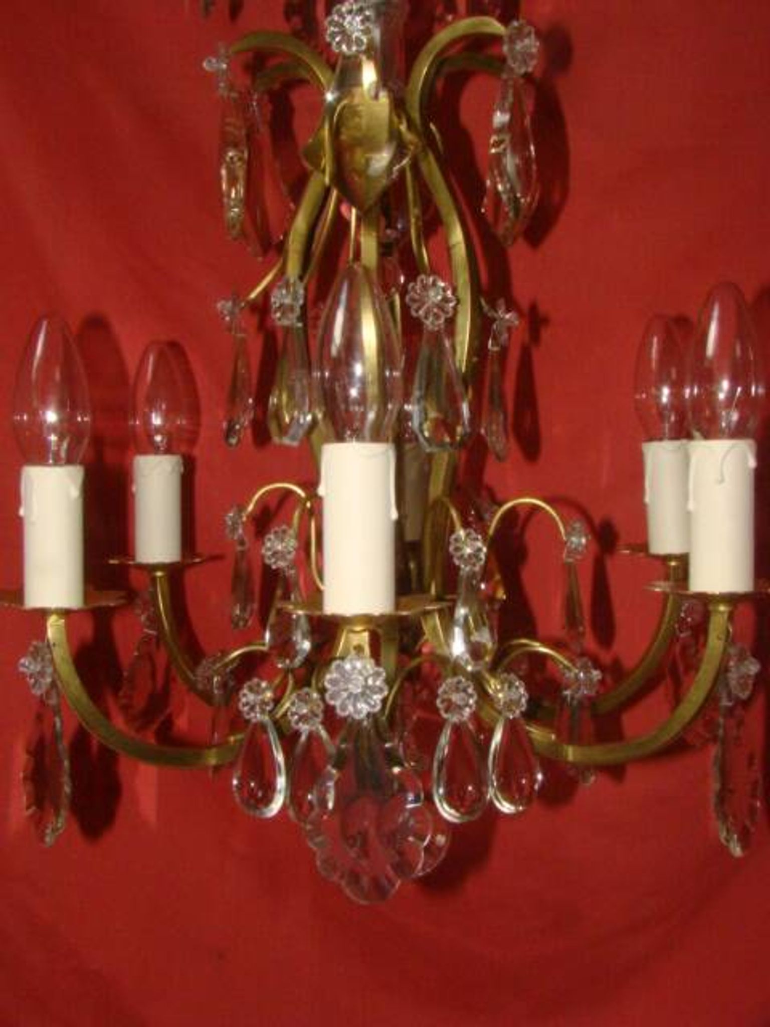 cage-style chandelier with 6 light arms from the early 20th century