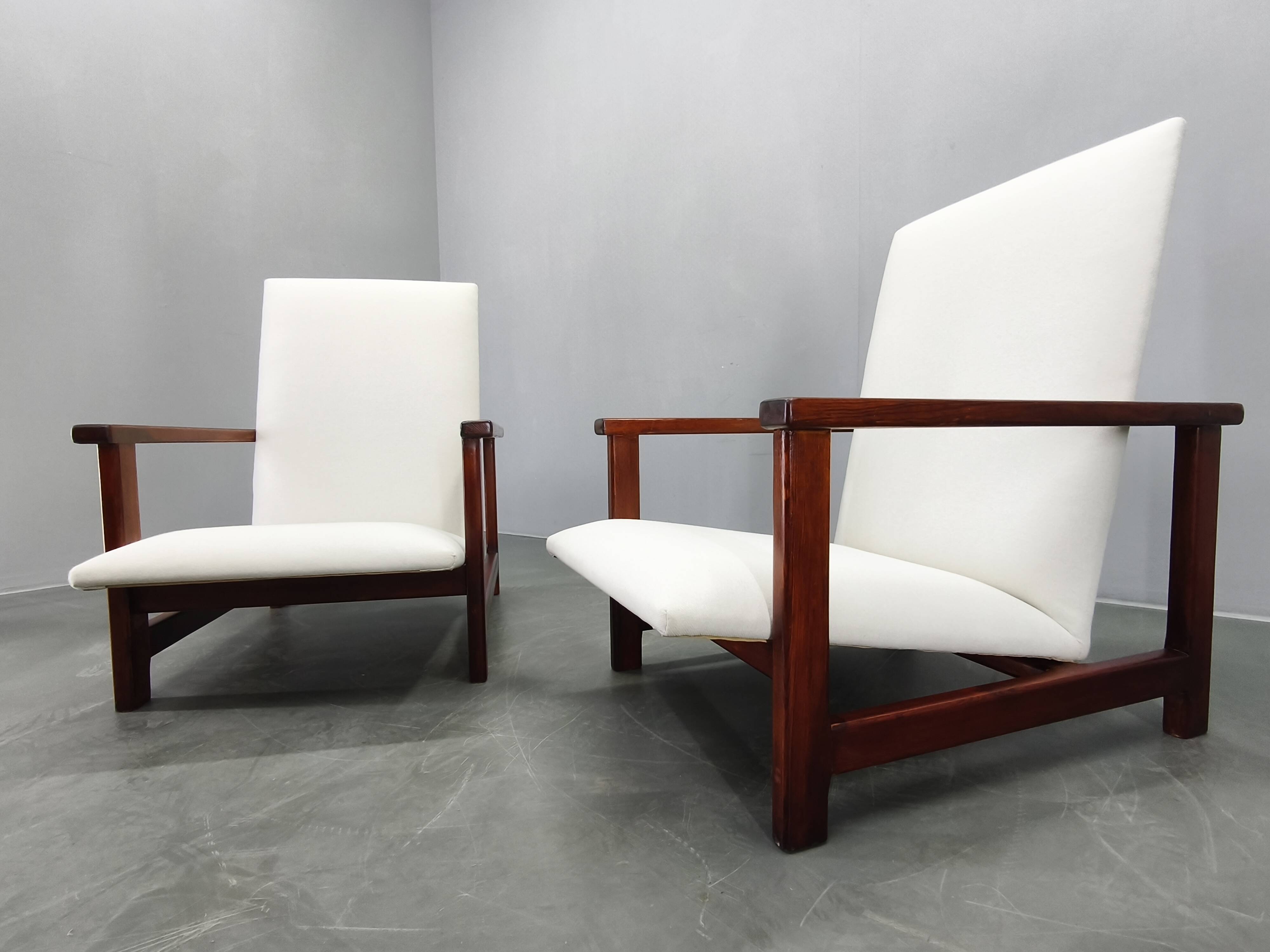 Pair of Mid-Century Pine Lounge Chairs, Czechoslovakia 1970s