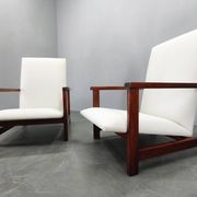 Paire de chaises de salon en pin du milieu du siècle, Tchécoslovaquie années 1970