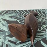 Carved wooden pelican. Dark wood.