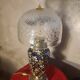 ceramic lamp in Gien style, and bronze, 54x25 with glass shade