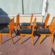 Set of 6 Scandinavian wooden and vintage leatherette chairs