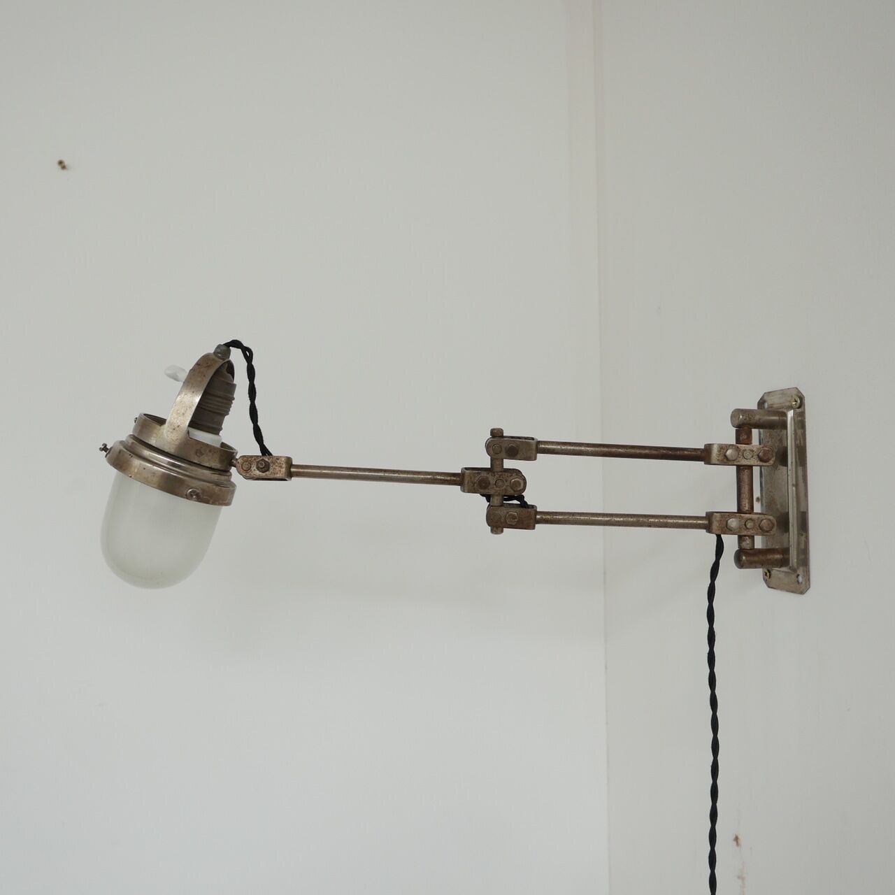 Industrial Adjustable Metal and Glass French Wall Light