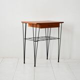 Table de chevet scandinave en teck et fer des années 1950/60